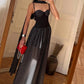 Elegant Party Sling Dress+Scarf Woman Low-Neck Backless Polka Dot Print Sleeveless Mesh Patchwork Hem Ruched Vestidos