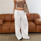 American Minimalist Elastic Waist Wide Leg Pants Women Oversized Draped Baggy Floor Length Casual Daily Office Trousers