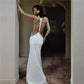 Women Halter Neck Backless Maxi Dress Side Cutout Sleeveless Bodycon Long Dress Metal Buckle Detail Evening Party Gown