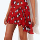 Women Red Polka Dot See Through Sexy Mini Dress Women Elegant Spaghetti Strap Sleeveless Backless Ruffle Slip Dress