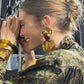 Exaggerated Metal Golden Leaf Dangle Earrings for Women Jewelry Gorgeous Fashion Show Collection Earrings Accessories