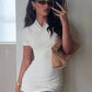 Backless Dress Women Cross v-Neck Short Sleeve Solid Skinny Elasticity Simple Prom Party Fashion Classic Mini Bodycon