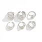 Trendy Exquisite Irregular Geometric Rings Set Women Creative Simple Metal Opening Finger Ring Aesthetics Jewelry Gift