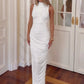 Draped Ruching Sleeveless Maxi Dress Fall 2026 White Party Dresses Woman Elegant