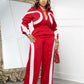 Sporty Patchwork Jumpsuit Women Casual Lapel Spring Ternd Full Sleeve Zip Stretch Hipster Streetwear Straight Overall