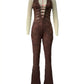 Hollow Bandage Jumpsuits Women Halter Sexy Jacquard Backless Sleeveless Skinny Street Workout Club Hipster Overalls
