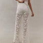 Lace Bell Bottom Pants for Women Sexy See Through Flare Leggings Hollow Out Mesh Sheer Cover Up Trousers