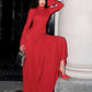 Long Sleeve Maxi Dresses for Women Elegant Red Evening Dress Ladies Party Outfits High Street Fashion 2025