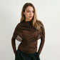 Elegant Draping Mesh Long Sleeve Tops for Woman Clothing Casual Solid Color Fitted T Shirts Fall 2026