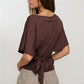 Women Boat Neck Off Shoulder Flutter Short Sleeve Crop Top Back Self Tie Wrap Waist Slim Ruched Y2K Casual Blouse