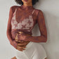 Women's Lace Layering Top Long Sleeve Sheer Mesh Mock Neck Undershirt Y2K Lace Floral Tops See Through Shirt Blouse