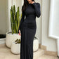 Ruched Elegant Dress Woman Autumn Trend O-Neck Full Sleeve Shape Waist Skinny Stretch Daily Casual Style Long Bodycon