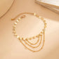 Boho Vintage Tassel Link Pendant Anklets for Women Summer Beach Barefoot Simple Sequin Chain Ankle Foot Jewelry Gift