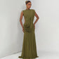 Mesh Draped Sash Sleeveless Open Back Maxi Dress Elegant for Woman Wedding Guest Party Dresses