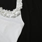 Ribbed Casual 2 Piece Set Women Ruffles Square Collar Backless Tank Tops+Skinny Shorts Versatile Style Trend Outfits