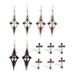6Pairs/Set Women's Vintage Gothic Oil Dripping Cross Drop Earrings Punk 2025 Style Halloween Party Jewelry Accessories