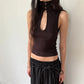 Keyhole Cutout Tops for Women Y2K Mandarin Collar Shirt Sexy Fitted Hollow Out Tank Summer Fashion Going Out Tops