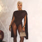 Cowl Neck Sleeveless Bodysuit Tops Spring Women Sexy Clothing Brown One Pieces Club Outfit
