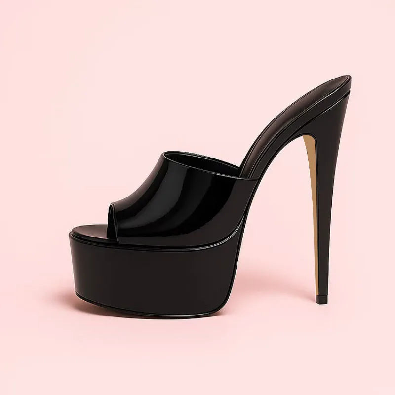 Summer New Women's Thick Bottom, Fine High Heels, Toothed Cool Slippers, Fashion Show, Party, Ultra High Heel Sandals