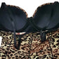 Padded Bra Bodysuits Women Sexy Leopard Print Mesh Patchwork Body Shaping Backless Sleeveless Beach Party Shapewear