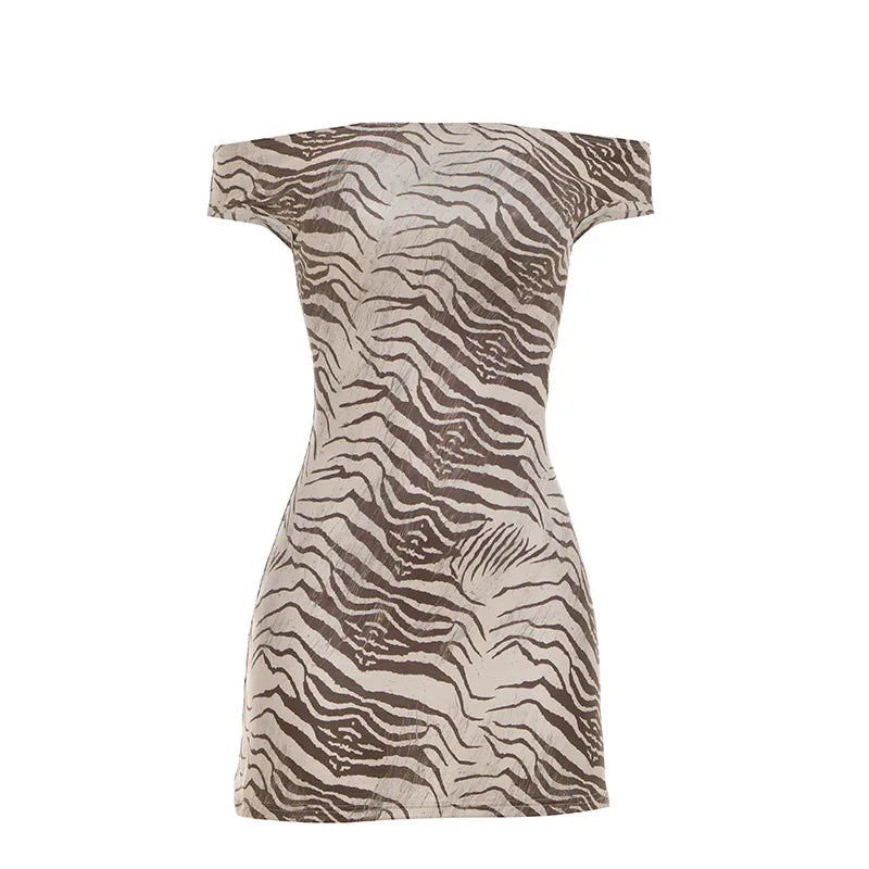 Animal Print Off Shoulder Mini Dress for Woman Clothing Fashion Sexy Summer Dresses 2026