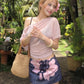 Vacation 2-Piece Set Women Skew Collar Simple See Through t-Shirt+Art Flower Print Mini Skirt Sweet Fashion Suits
