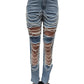 Hollow Sexy Denim Pants Women Sexy Autumn Hipster Holes Pearl Tassels Loose Wild Basic Streetwear Midnight Trousers