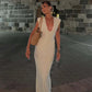 Deep V Neck Sleeveless Ruched Long Dresses for Women Solid Color Elegant Summer Dresses 2026