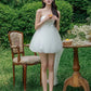 Puffy Hem Dress Women Feather Tassel Bow Decoration Sweet Style Fashion Summer Birthday Party Elegant Mini Bodycon