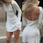 Casual Backless Dress Women Thin Autumn O-Neck Flared Long Sleeve A-Line Stretch Basic Streetwear Elegant Bodycon