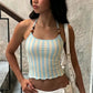 High Street Trend Stripes Tank Tops Women Hottie Backless Bead Halter Bandages Piping Stretch Fashion Simple Club Vest