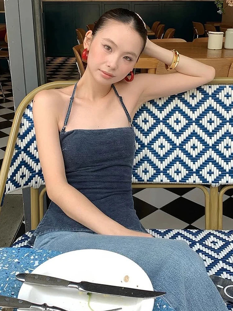 Daily High Street StyleTank Tops Women Halter Sexy BandageBackless Side Splits Skinny Tops Hottie Hipster Classic Outfits