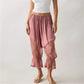 Boho Vintage Sheer Lace Harem Pants Elastic Waist Drawstring Floral Embroidery Cropped Loose Casual Pants Streetwear