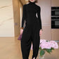 Casual Office Jumpsuit Woman Ruched y2k Trend Turtleneck Full Sleeve Streetwear Simple Basic Elegant Fall Overalls