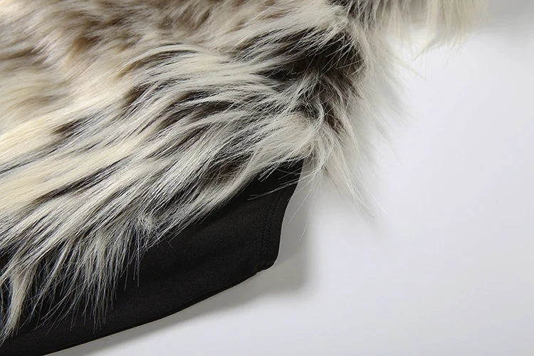 Hottie Leopard Tassel Tank Tops Women Sexy Furry Patchwork Halter Sleeveless Stretch Coquette Midnight Party Clubwear