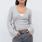 Wrap Sweater Tops for Women Lightweight Side Tie Front Ballet Wrap Cardigan Elegant V Neck Fitted Cropped Sweaters