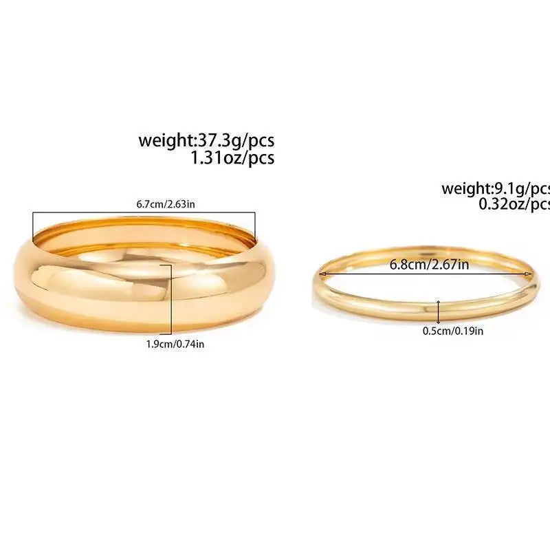 Punk Hip-Hop Vintage Geometry Metal Bracelets Women Smooth Wide Thin Stacking Bangles Steampunk Jewelry Accessories