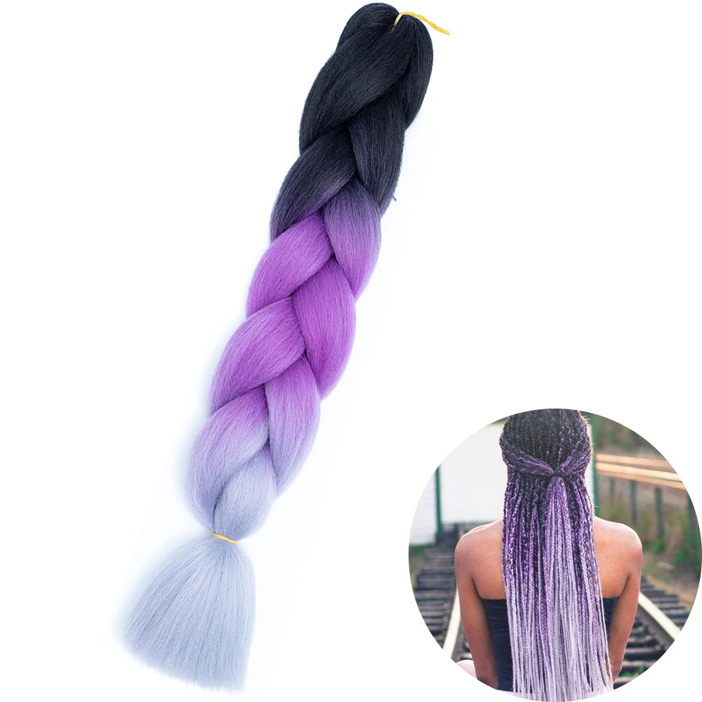 Synthetic Jumbo Braiding Hair Extension 24 Inch Heat Resistant Fiber In Bulk Ombre Jumbo Braids Hair For Black Women