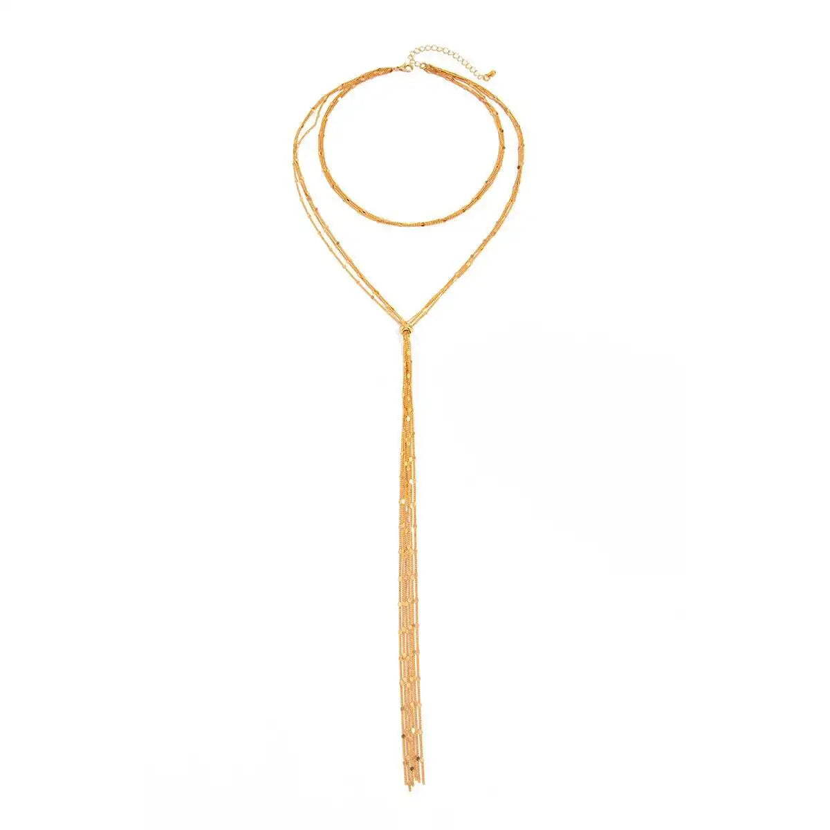 Trendy Sexy Multi-Layer Round Sequin Long Tassels Pendant Necklace Women Vintage Metal Chest Neck Chain New Jewelry