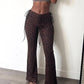 Hottie Shirring Bell Pants Women Fashion Trend Leopard Print Drawstring Stretch Skinny Midnight Street Club Bottoms