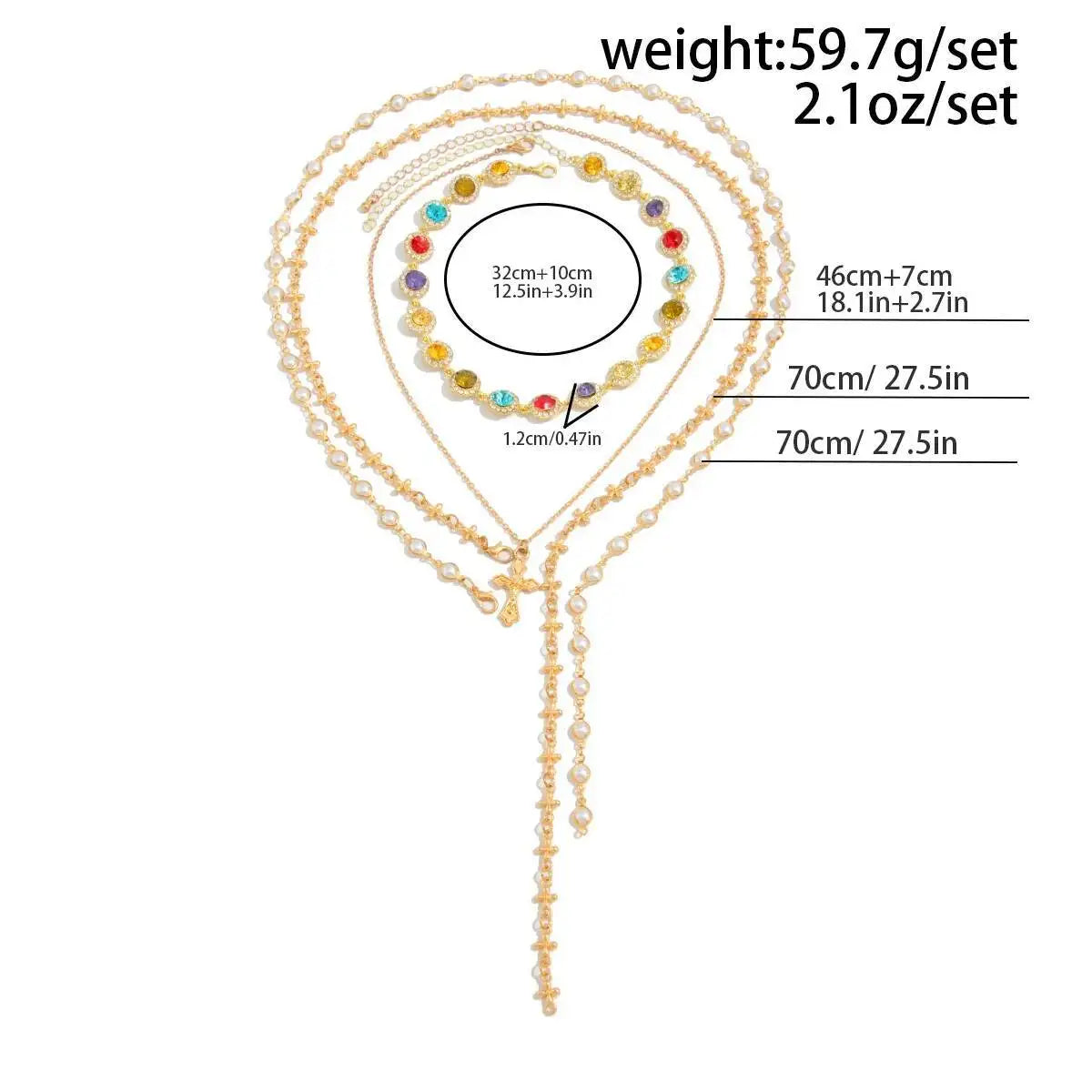 4Pcs/set Exquisite Rhinestone Imitation Pearl Chain Necklace Women Creative Jesus Cross Pendant Choker Halloween Jewelry Gift