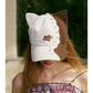 Asymmetrical Cat‑Ear Leopard Studded Baseball Cap with Embroidery Detail, Y2K Stylish Sun Hat for Street