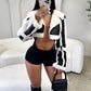 Furry Patchwork Women Crop Jacket Hipster Full Sleeve Open Stitch Hipster Streetwear Warm Outwear Basic Wild Coat