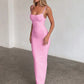 Women Spaghetti Strap Square Neck Sexy Maxi Dress Bodycon Backless Long Dress Elegant Club Night Out Party Dress
