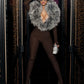 Furry Deep V-Neck Jumpsuits Woman Hipster Patchwork Trend Sexy Stretch Fitness Club Activity Luxury Midnight Overalls