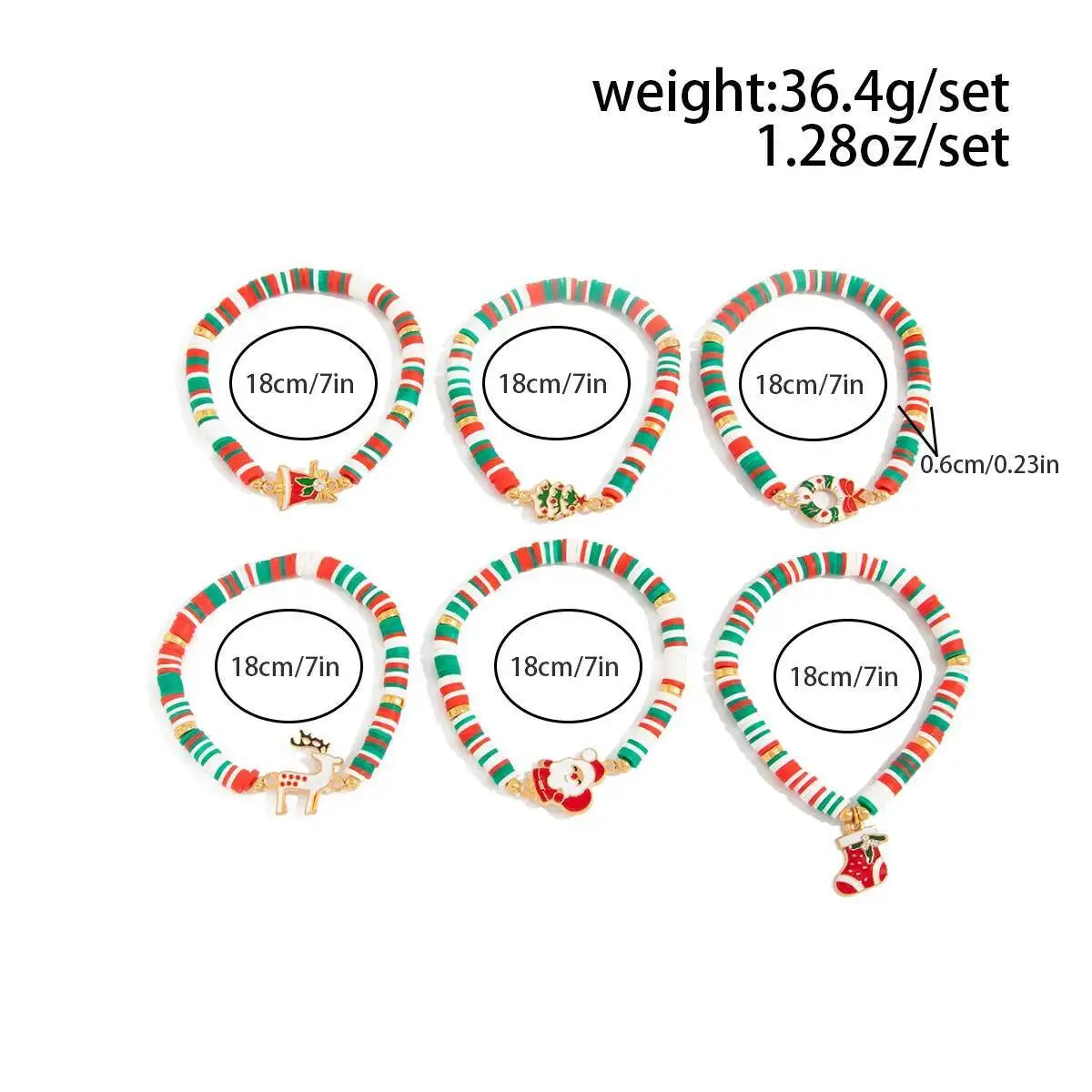 6 Pcs/Set Exquisite Christmas Tree Santa Claus Boots Bracelet Fashion Cute Polymer Clay Bracelets Year Party Jewelry 2026