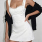 Fashion Sexy Chic Lace Patchwork Dress Women Trend Hottie Square Collar Sleeveless Simple Vacation Party Club Bodycon