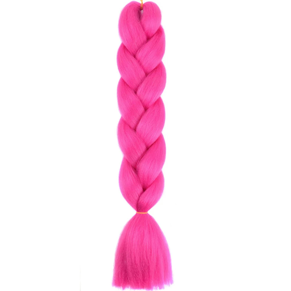 24 Inch Jumbo Box Braids Extensions Synthetic Braiding Hair DIY Hair Braids For Children Pink Purple Yellow Gray