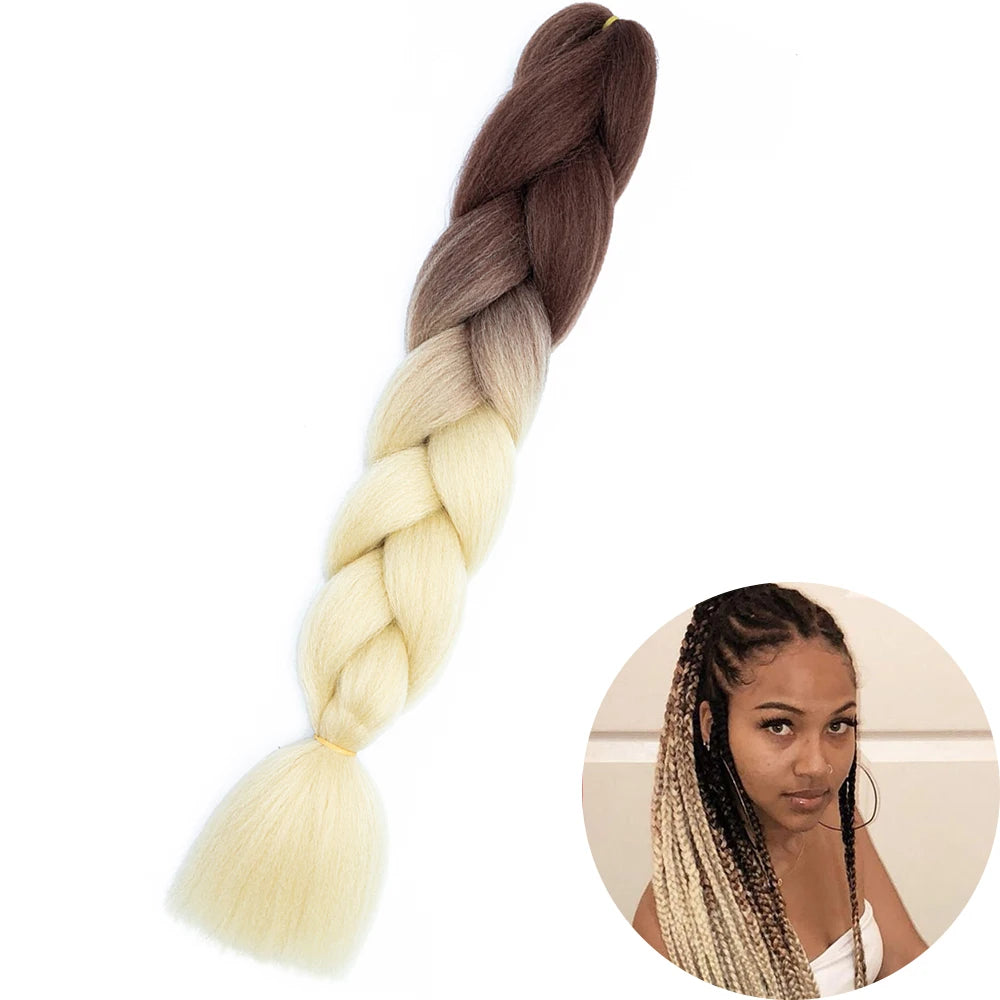Synthetic Jumbo Braiding Hair Extension 24 Inch Heat Resistant Fiber In Bulk Ombre Jumbo Braids Hair For Black Women