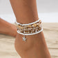 Y2K Boho Starfish Conch Pendant Anklet for Women Summer Beach Vintage Rice Beads Ankle Barefoot Chain Foot Jewelry Set